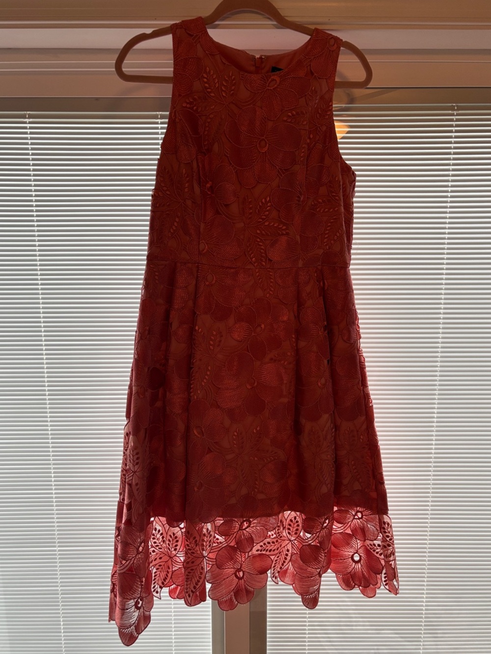 White House Black Market Red Floral Lace Midi Dress